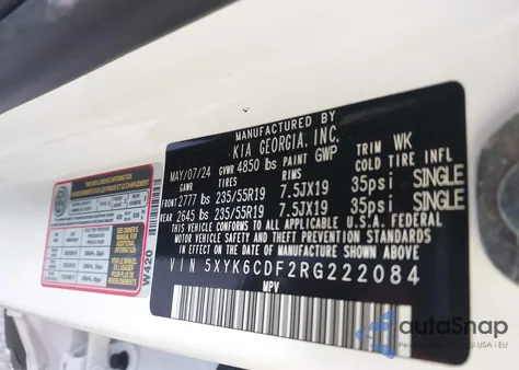 2024 Kia Sportage X-Line z USA, uszkodzony, nr VIN 5XYK6CDF2RG222084